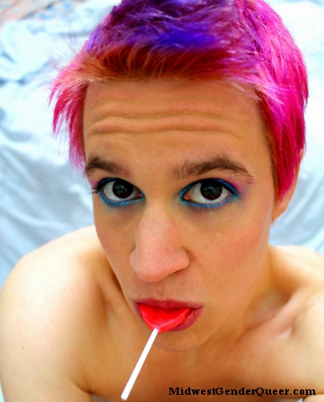 March, 2012: This shot, called "Bubblegum," is out of the "Suicide Boy" shoot which was very significant in the processing my genderqueer identity and femme body. This was a shoot that healed me.